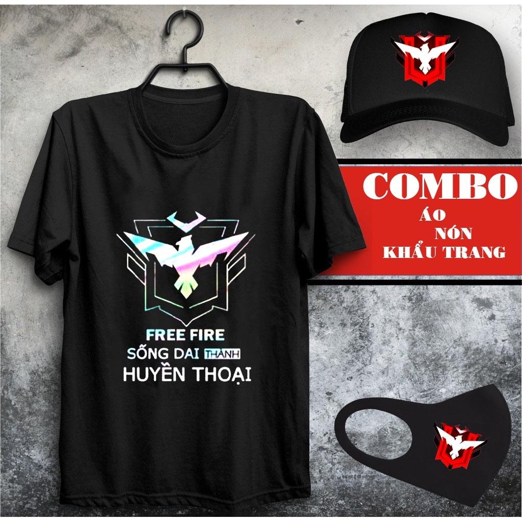 BST Combo Áo Thun Free Fire Màu Đen Rank Huyền Thoại -+ Đại kiến tướng kèm nón khẩu trang FF Cực Đẹp