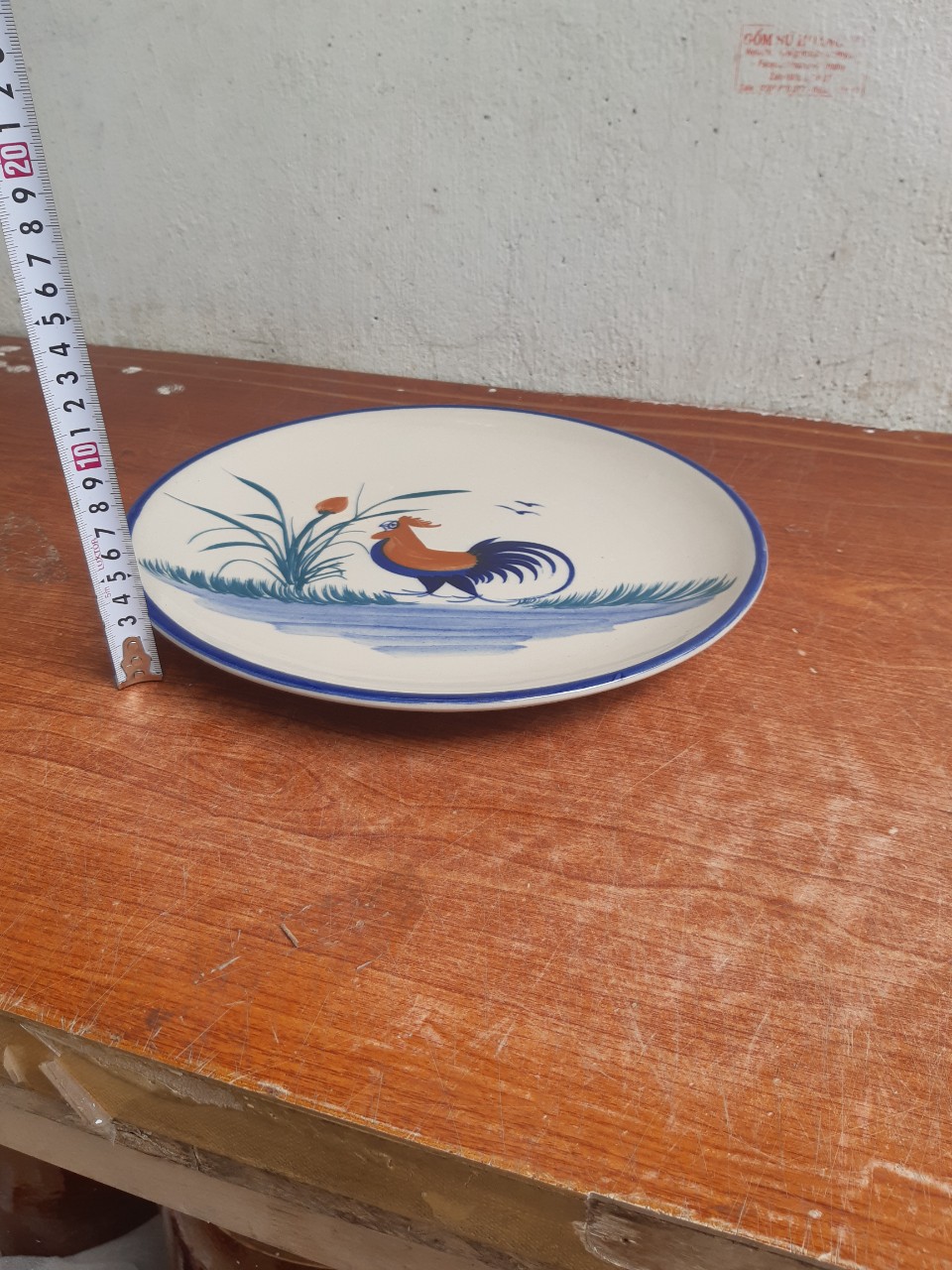 Đĩa con gà vẽ tay loại lớn 30 cm