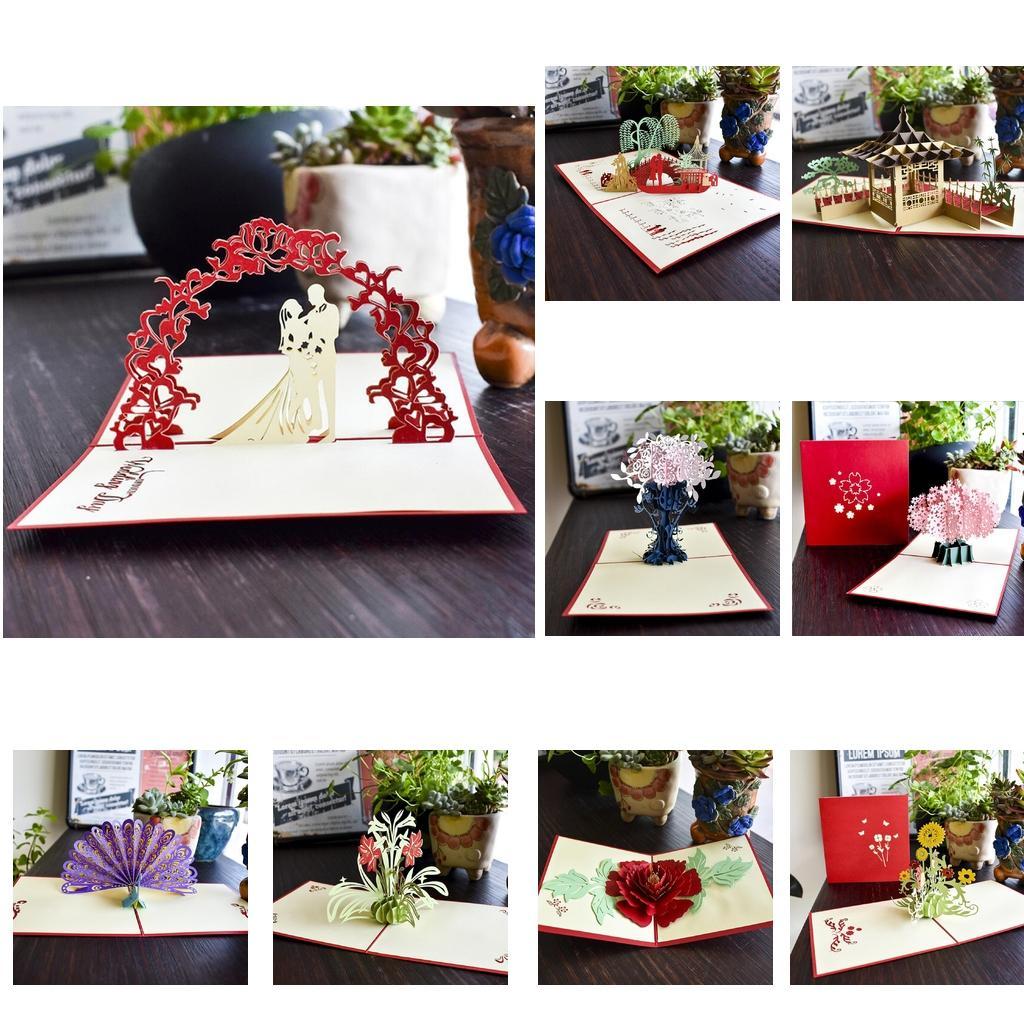 3D Up Greeting Cards Crafts Christmas Birthday Gift Cards Sakura