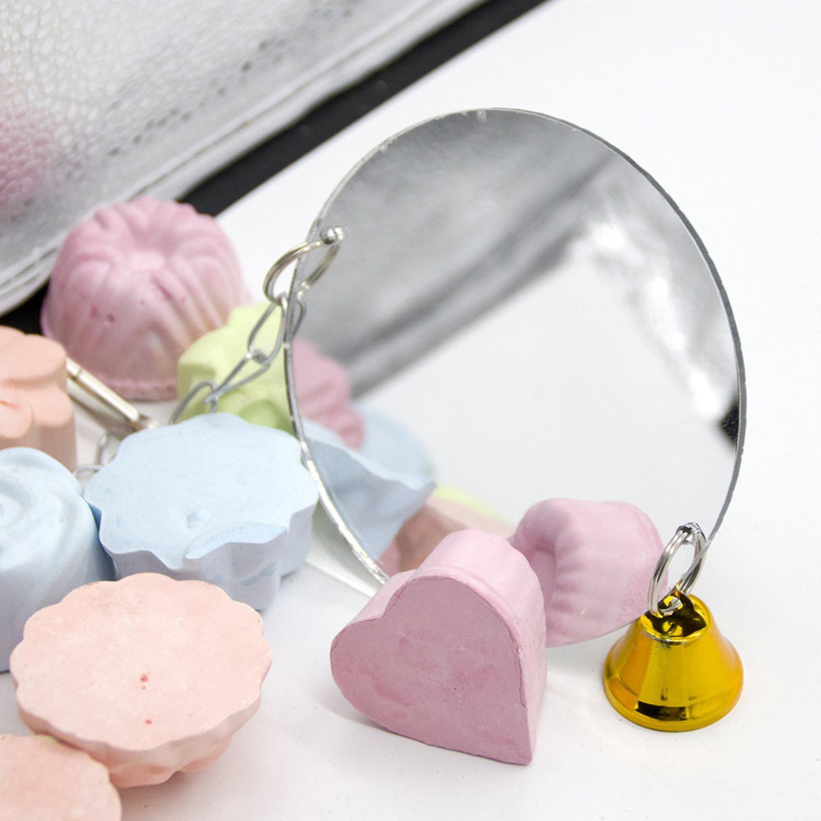 Gương chim với chuông kim loại Parakeet gương phụ kiện đồ chơi chim cho g (hình tròn)