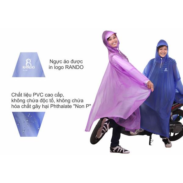 Áo mưa Poncho cổ rùa trong màu RANDO cao cấp
