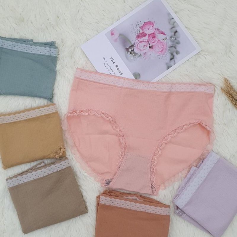 Quần lót nữ cotton dệt kim kháng khuẩn cao cấp viền ren sexy Q10