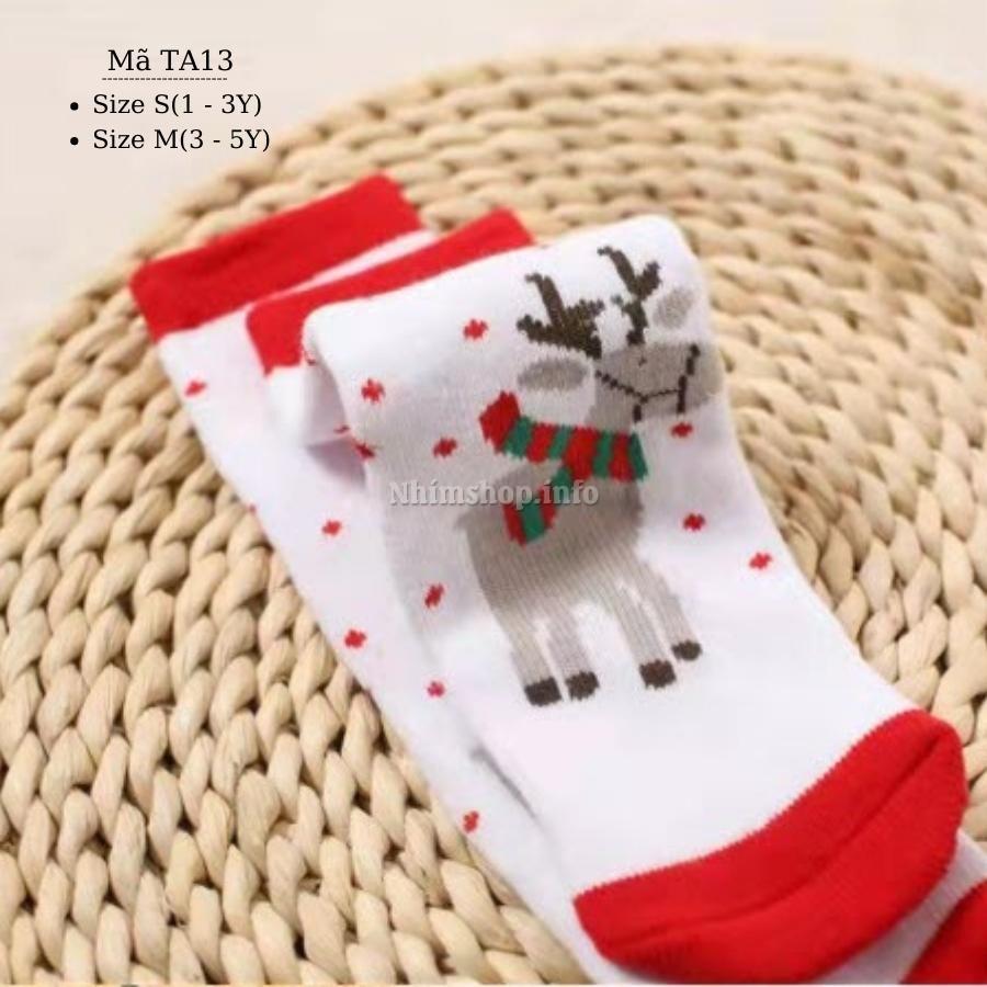 Tất trẻ em cao cổ cho bé trai bé gái hình Noel giáng sinh đỏ trắng xanh cotton mềm kháng khuẩn 1 - 5 tuổi TA13