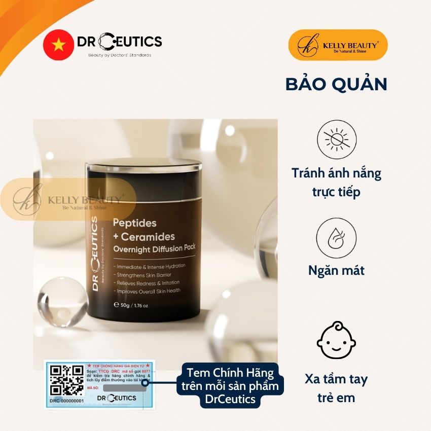 Kem Đêm Phục Hồi Da DrCeutics Deptides + Ceramides Overnight Diffusion Pack - Dưỡng Ẩm, Tăng Đề Kháng Da - Kelly Beauty