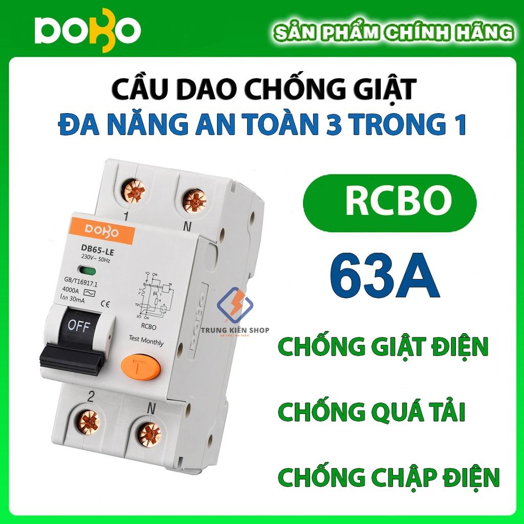 HÀNG CHÍNH HÃNG Cầu Dao Chống Giật 63A RCBO DOBO KOREA đa năng - siêu nhạy 30mA - Aptomat chống giật an toàn