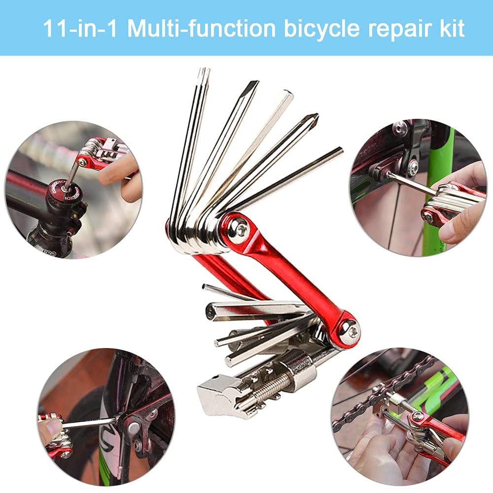 11 Trong 1 Công cụ sửa chữa xe đạp đa chức năng, bộ xe đạp đa dụng cụ mini, công cụ bảo dưỡng xe đạp có thể gập lại di động