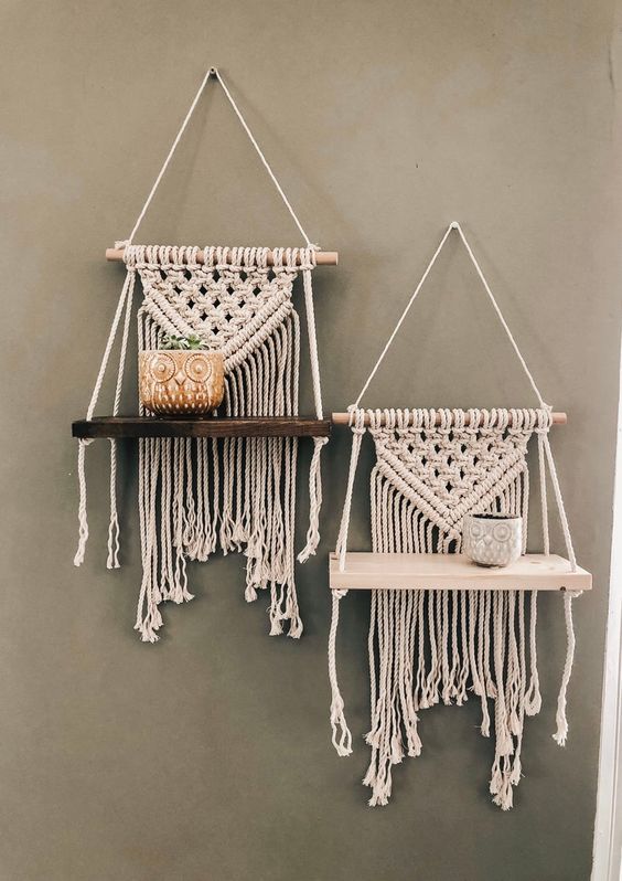 1 Kệ trang trí treo tường dây tết macrame TN02