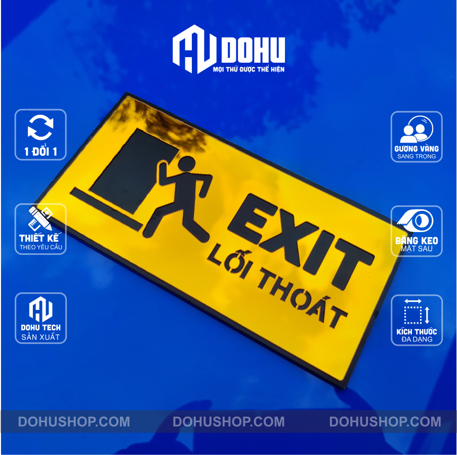 Bảng Exit, Lối Thoát Gương Vàng DOHU32 - Sang Trọng, Hiện Đại