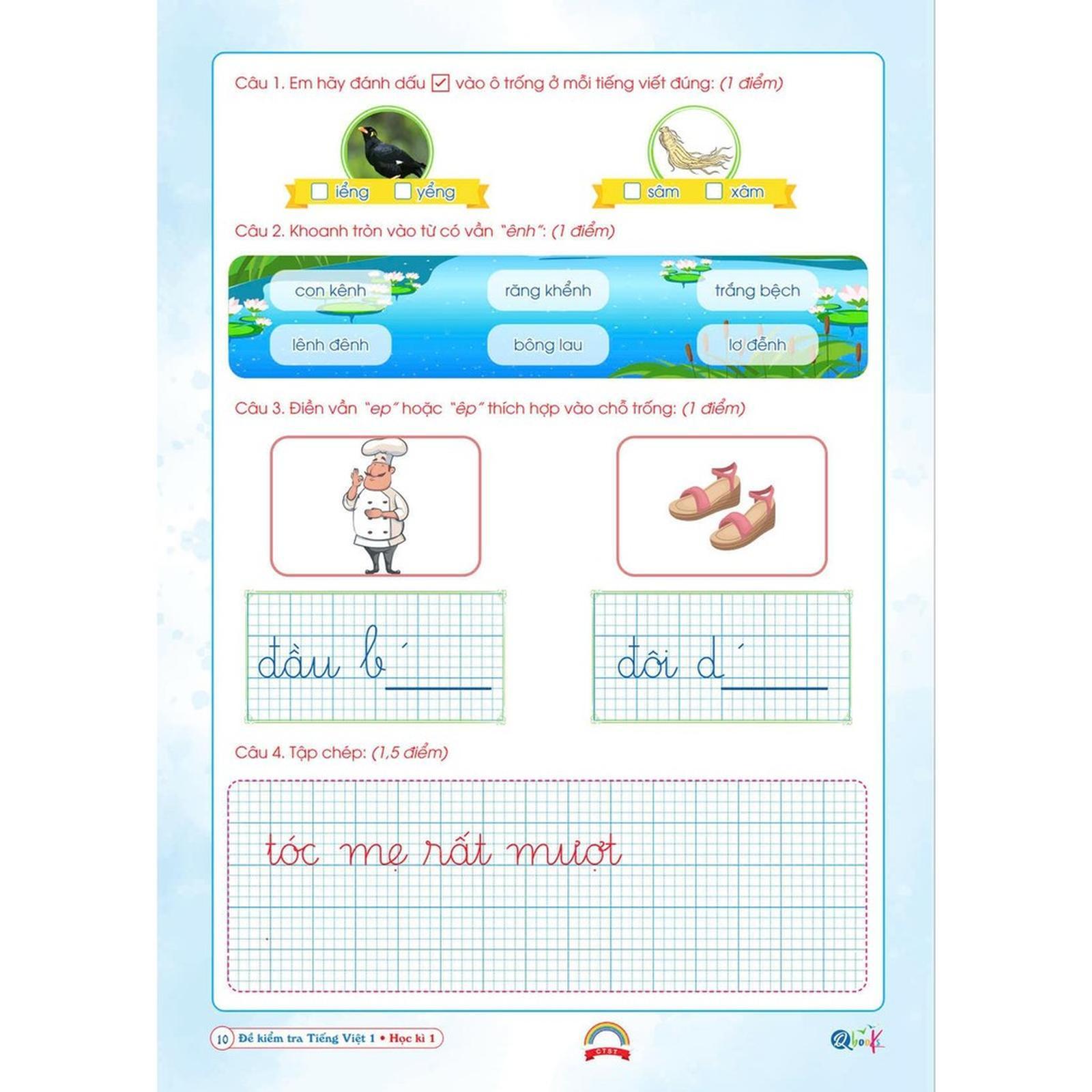 Đề Kiểm Tra Tiếng Việt Lớp 1 - Cả Năm - Chân Trời Sáng Tạo - Bản Quyền