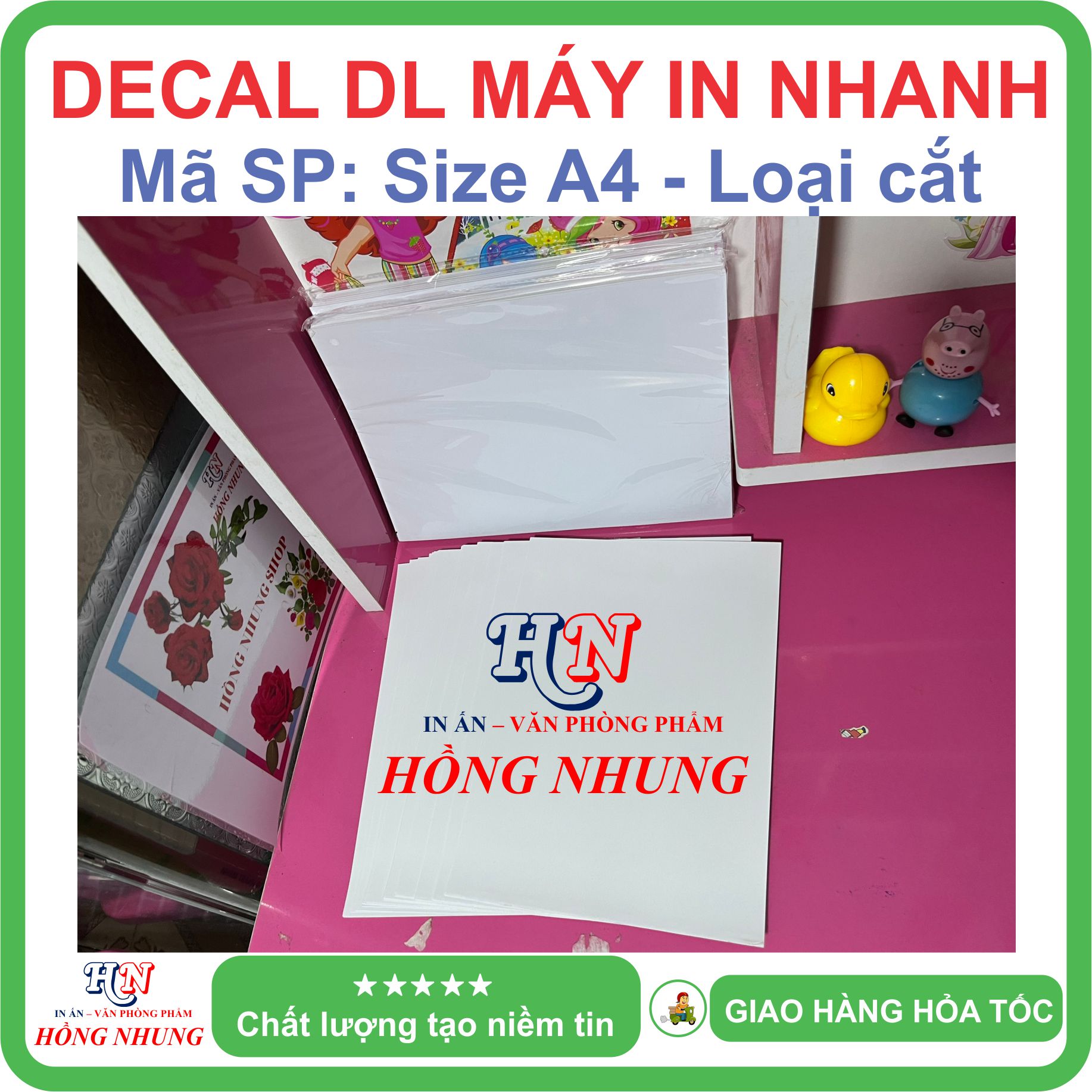 Xấp 100 tờ Decal DL chuyên máy in nhanh Laser , khổ A4 - In chuyên nghiệp
