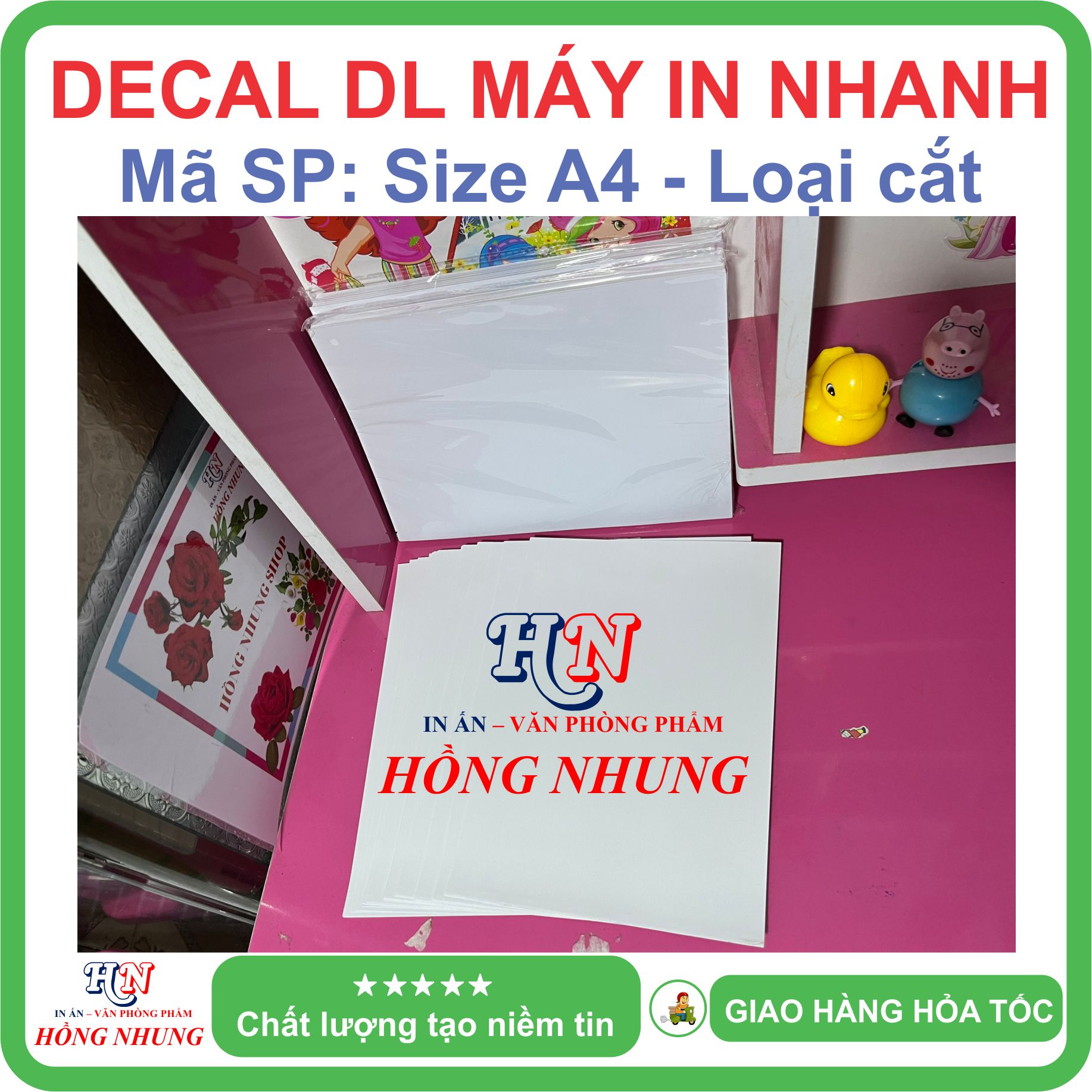 [HỒNG NHUNG] Xấp 100 tờ Decal DL chuyên máy in nhanh Laser (Loại cắt), khổ A4 - In chuyên nghiệp