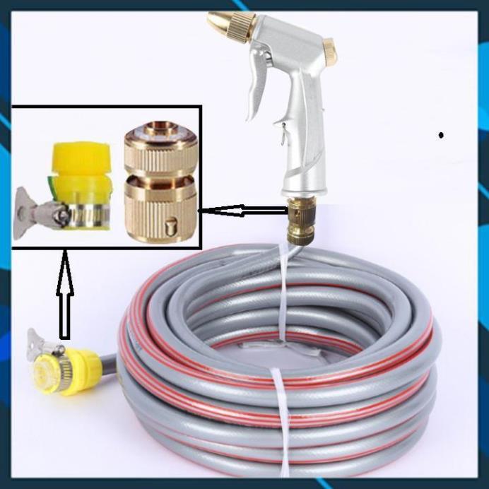 ️ Bộ dây vòi xịt nước rửa xe, tưới cây ,tăng áp 3 lần,loại 3m,5m 206701 đầu đồng,cút đồng,nối đồng+ mở chai