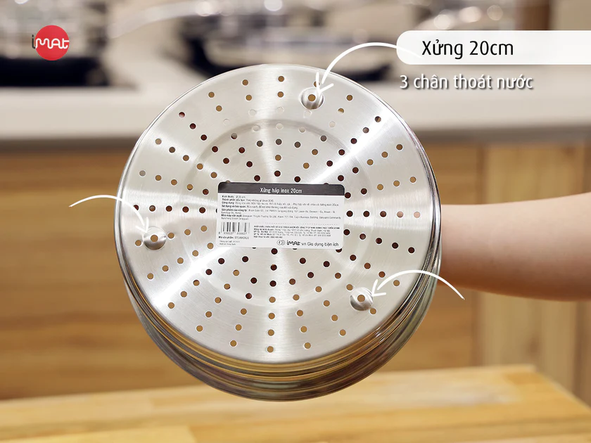 [Chính hãng iMat] Xửng hấp iMat inox 304 kích cỡ 18(cm). Dùng cho nồi, chảo cùng size