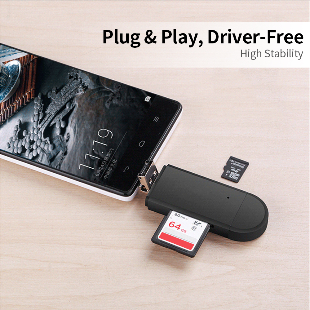 Đầu Đọc Thẻ USB Tốc Độ Cao Micro USB Type-C / Máy Ghi Thẻ 3 Trong 1 OTG TF SD Cho Điện Thoại Thông Minh PC