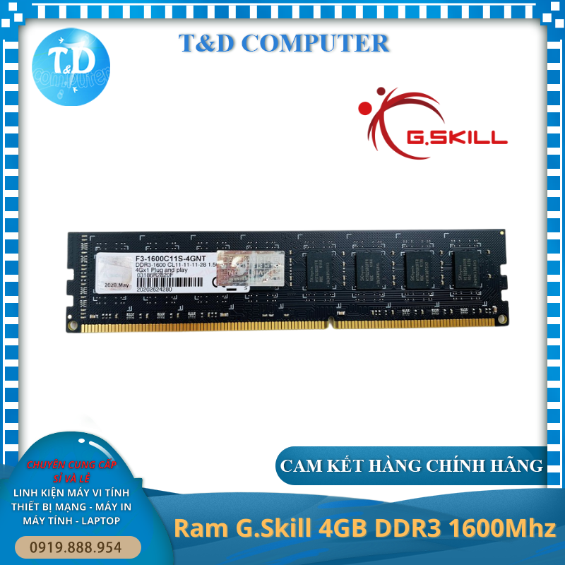 Ram G.Skill 4GB DDR3 1600Mhz - Hàng chính hãng Viết Sơn phân phối