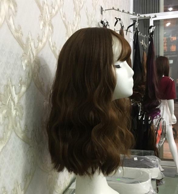 Tóc giả nữ️ tóc nguyên đầu xù sóng lửng - Tặng lưới chùm tóc