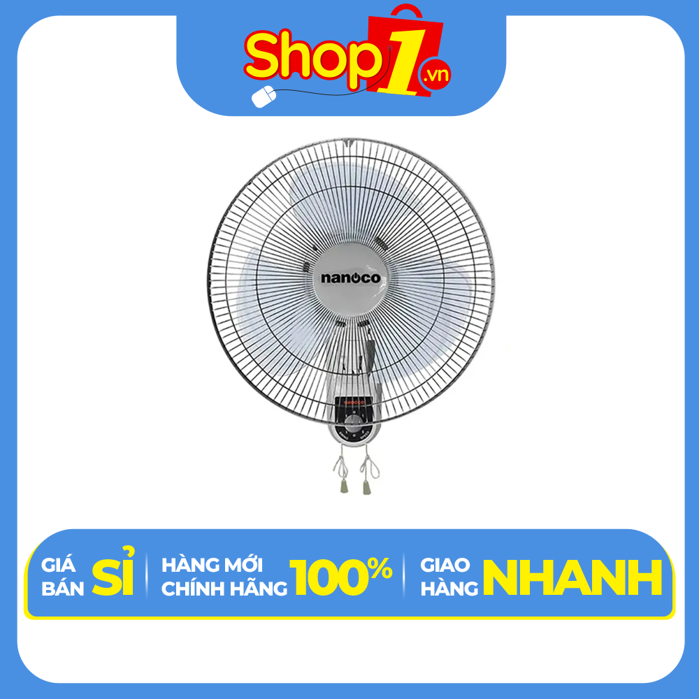 Quạt treo tường Nanoco NWF1611G Màu Xám - Hàng chính hãng - Chỉ giao HCM