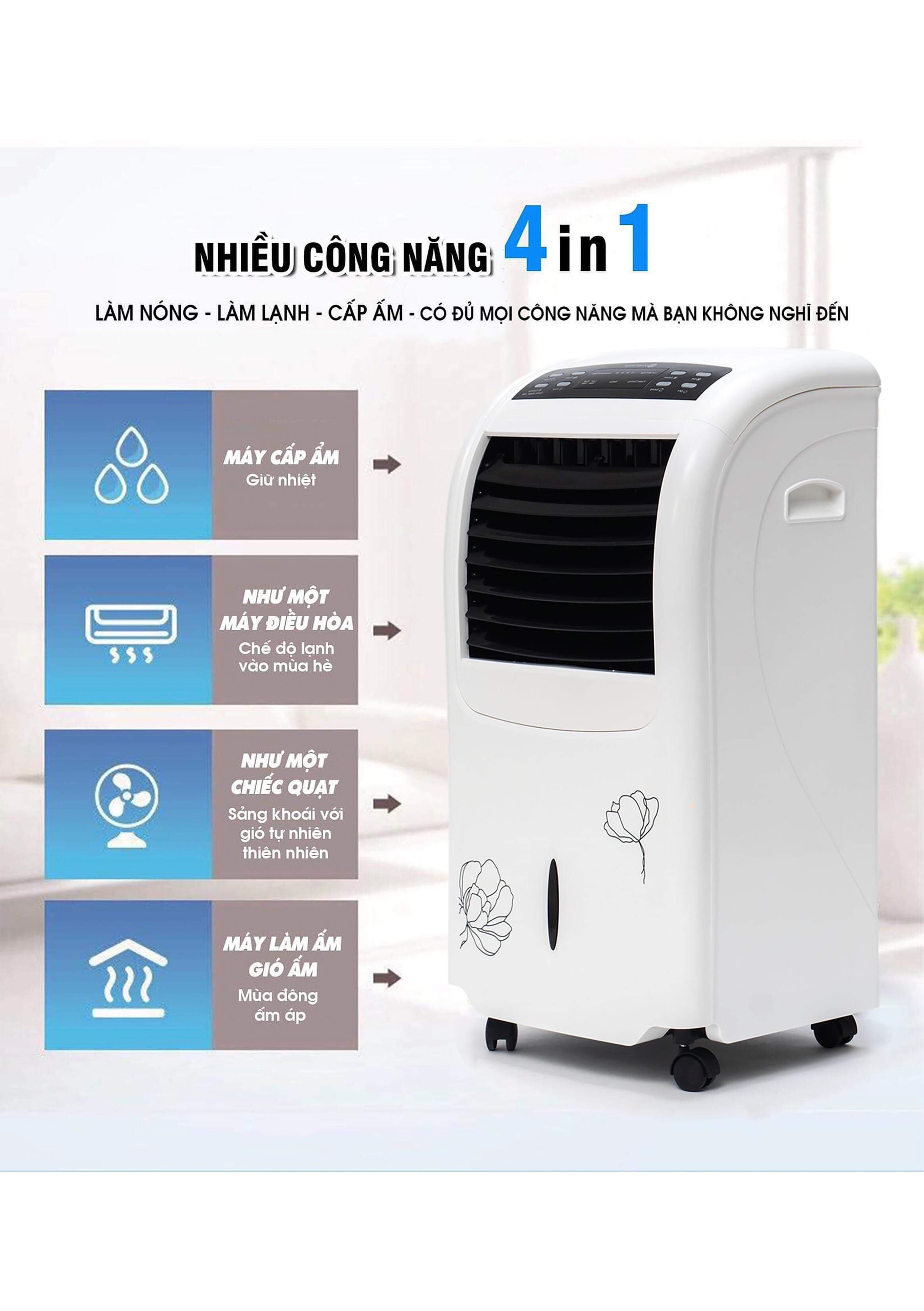 Quạt sưởi, quạt điều hòa tích hợp quạt sưởi 2 chiều VF-FAMILY 80W - Hàng Chính Hãng