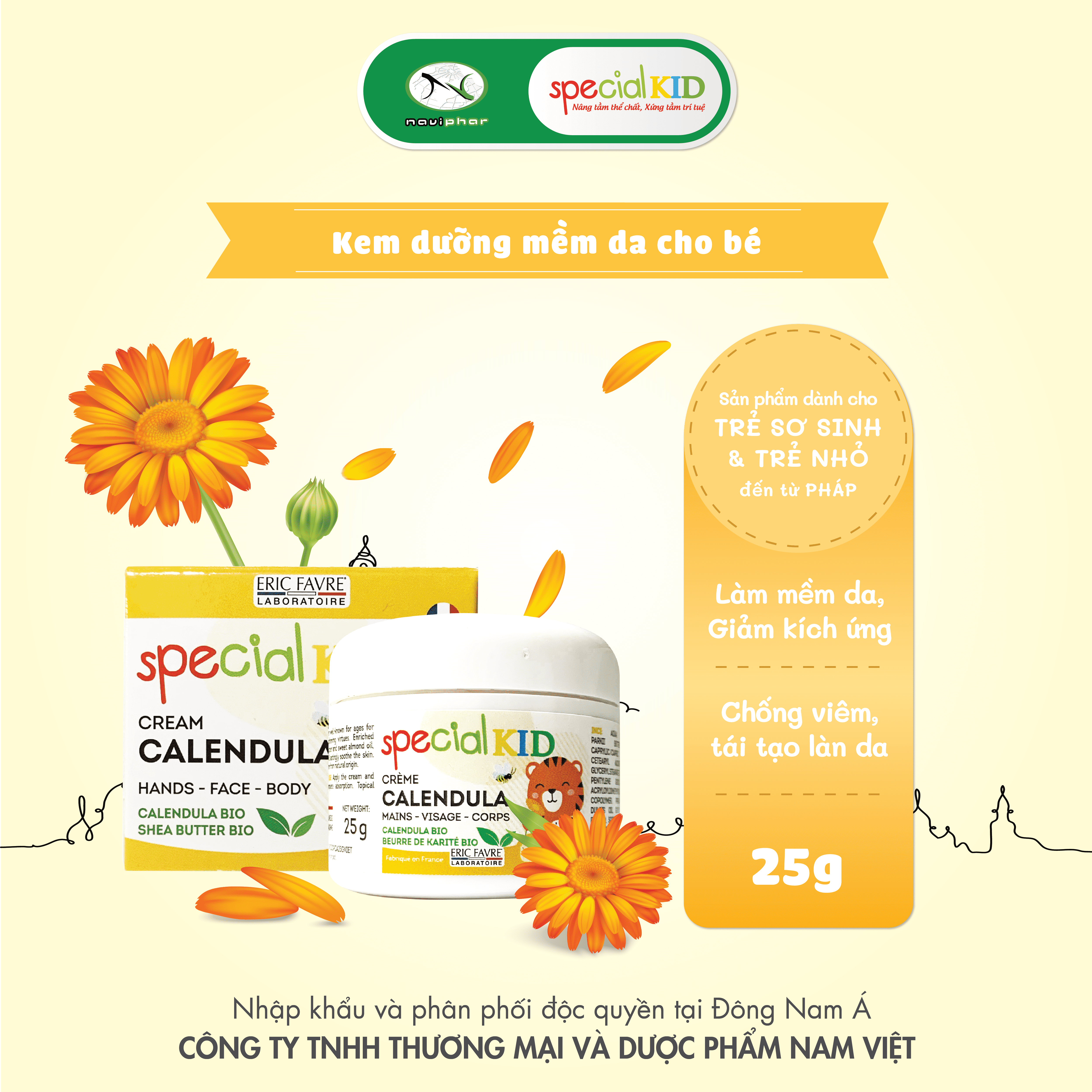 Kem dưỡng da giúp cung cấp độ ẩm, làm mềm da, mịn da - Special Kid Calendula Cream [Nhập khẩu Pháp]