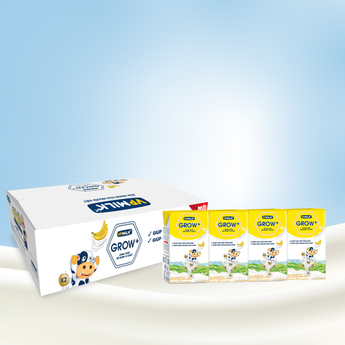 Sữa Tiệt Trùng Có Đường VPMilk Grow+ Vị Chuối Hộp 110ml