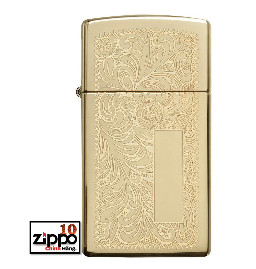 Bật lửa Zippo Slim 1652B  Brass Venetian - Chính hãng 100%