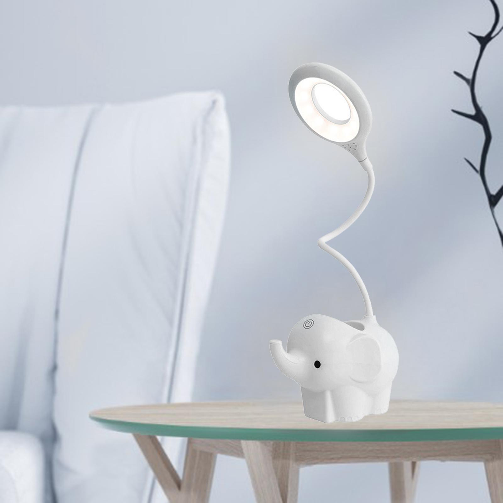 Rechargeable Elephant LED Desk Lamp 2x White Night Light