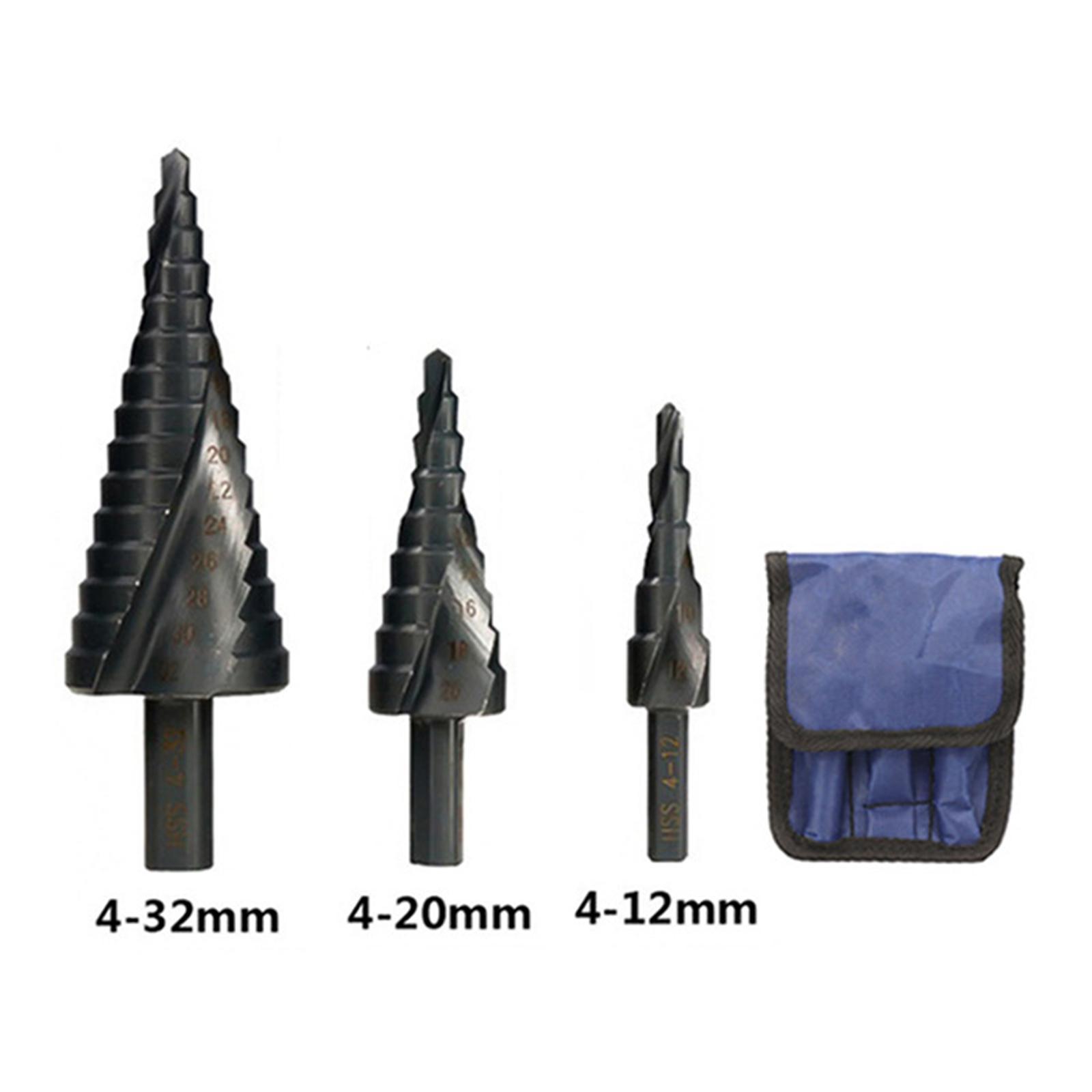 3x Step Drill Bit Portable Drilling for Hole Cutter Wood Core Drilling