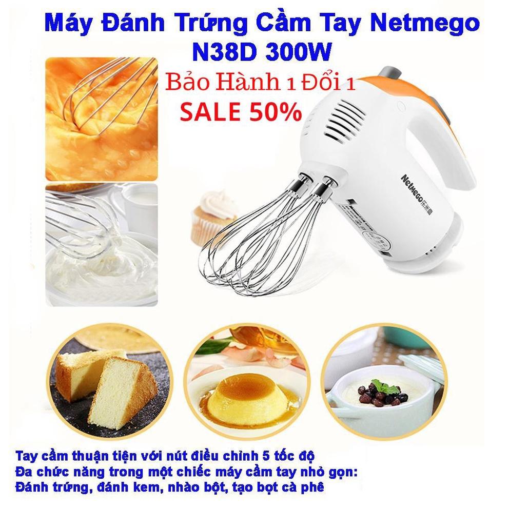 Máy đánh trứng cầm tay, Máy Đánh Trứng Netmego N38D-534 300W. Máy Đánh Trứng Nhào Bột Cầm Tay Đa năng Netmego N38D-534