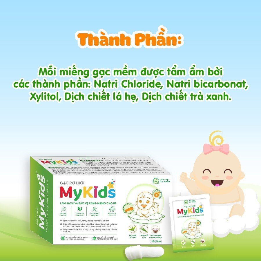 Combo 2 hộp Gạc Rơ Lưỡi MyKids Ích Nhân Làm Sạch Nướu, Lưỡi, Răng, Miệng Cho Bé, Phòng ngừa vấn đề răng miệng cho bé - Hộp 30 gói