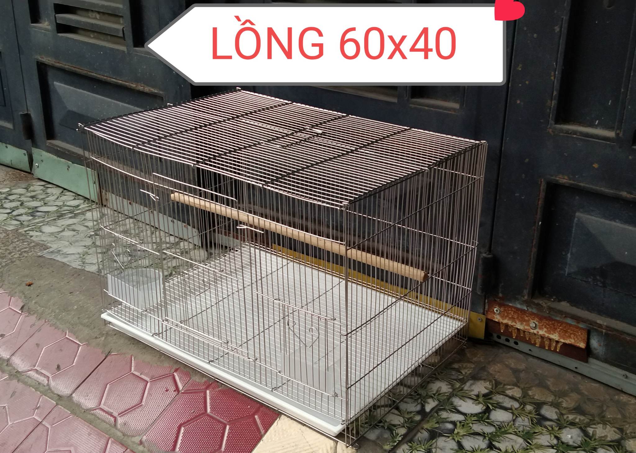 1 LỒNG INOX 60x40 CHẮC CHẮN, KHOẢNG CÁCH NAN 1,2 CHỐNG CHUỘT, KHAY NHỰA LÀM NHÀ CHO CHIM, VẸT