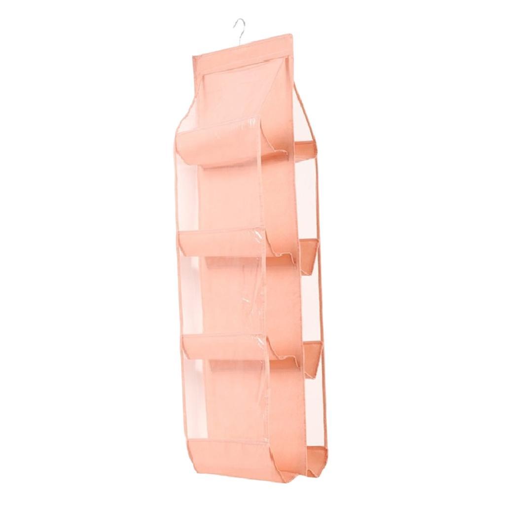 8 Storage Pockets Handbag Hanging Organizer Bag Collection Organizer Pink