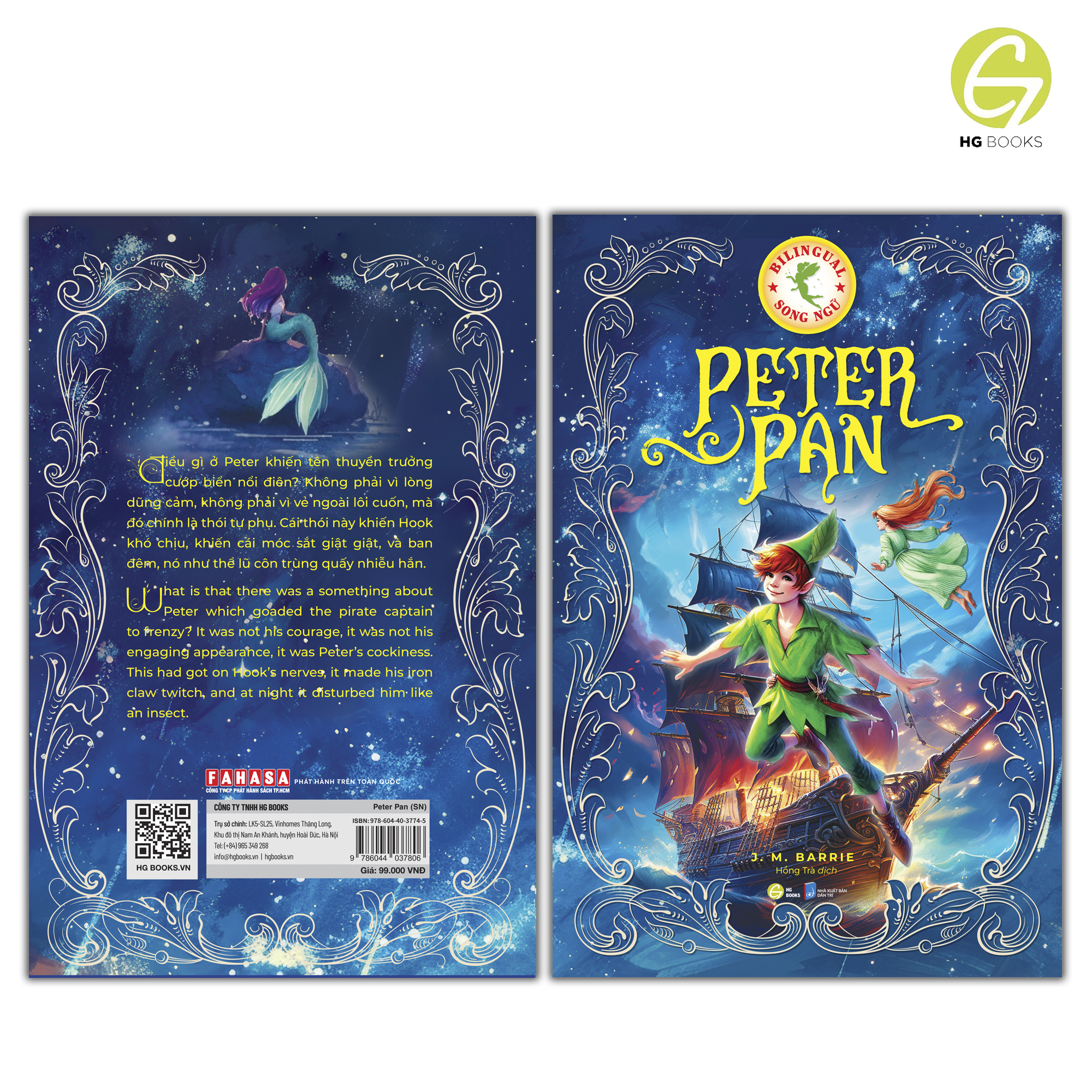 Peter Pan - Sách song ngữ kinh điển, truyện song ngữ thiếu nhi tặng file nghe &amp; note từ vựng - HG Books