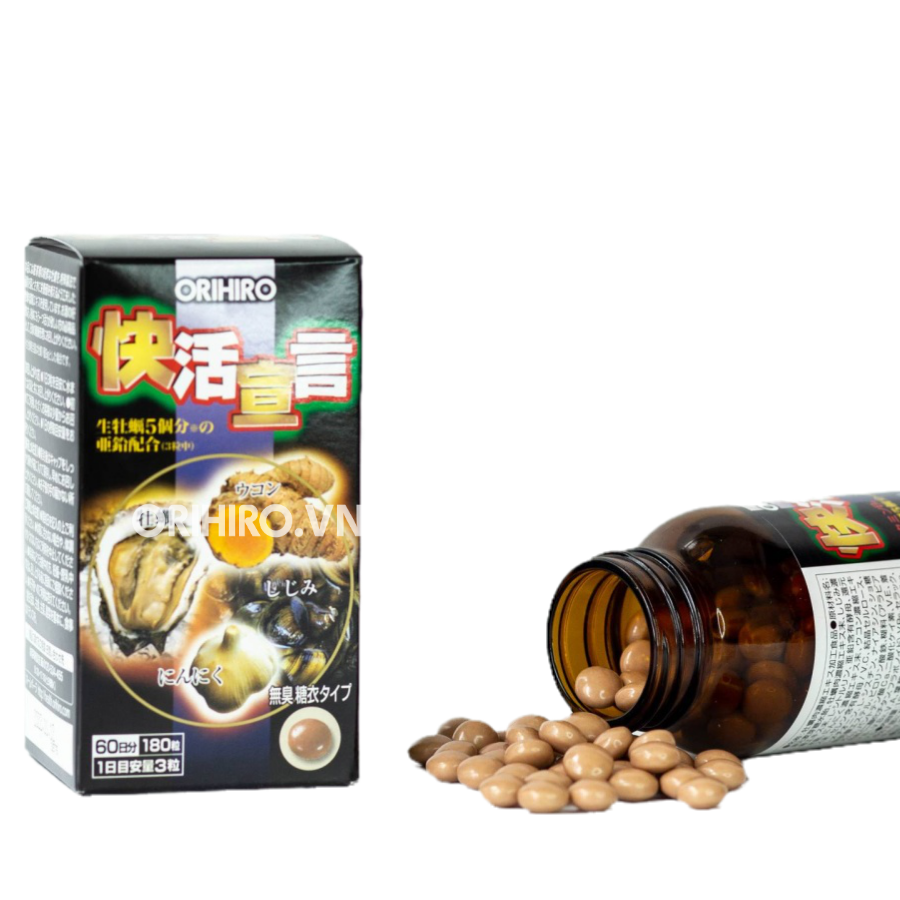 Tinh Chất Hàu Tươi, Tỏi, Nghệ Orihiro Của Nhật Bản 180 Viên - Tặng túi zip 5 kẹo mật ong Senjaku