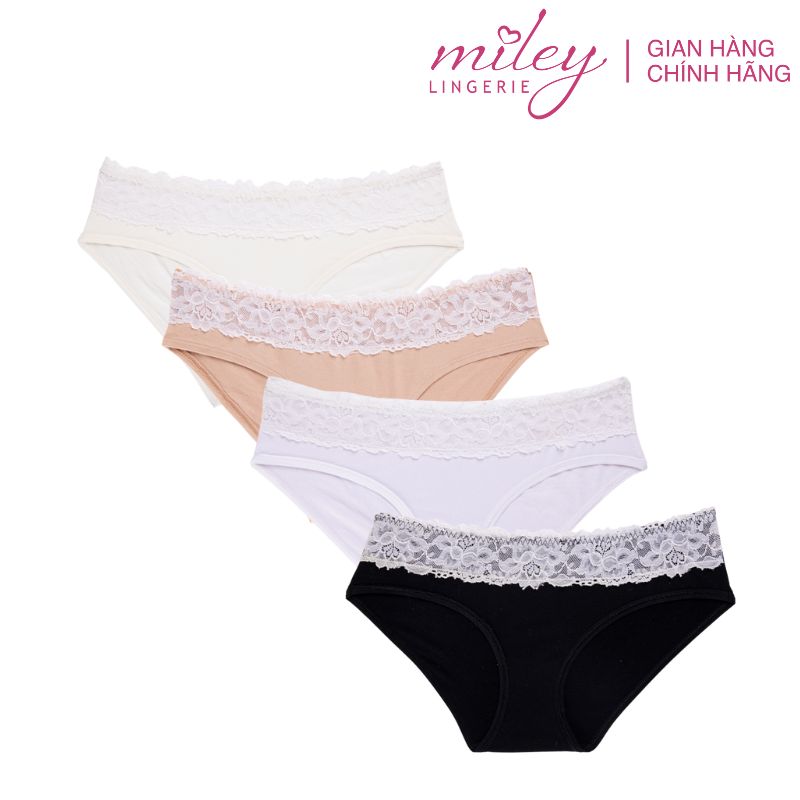 Combo 4 Quần Lót Modal Lưng Ren Active Miley Lingerie Màu Đen, Da, Trắng & Hồng FDS0174-0274-0974-1274