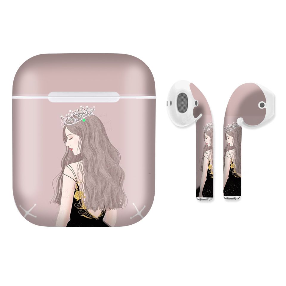 Miếng dán skin chống bẩn cho tai nghe AirPods in hình thiết kế - atk109 (bản không dây 1 và 2)