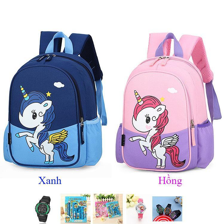 Balo mẫu giáo mầm non cho bé gái, bé trai in hình ngựa lân nhân vật hoạt hình nổi tiếng TẶNG QUÀ