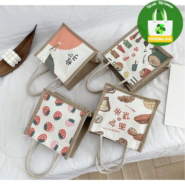 Túi cói mini dễ thương cute cá tính phong cách Vintage thời trang Trương Gia 04 bảo vệ môi trường - Hình bánh mì