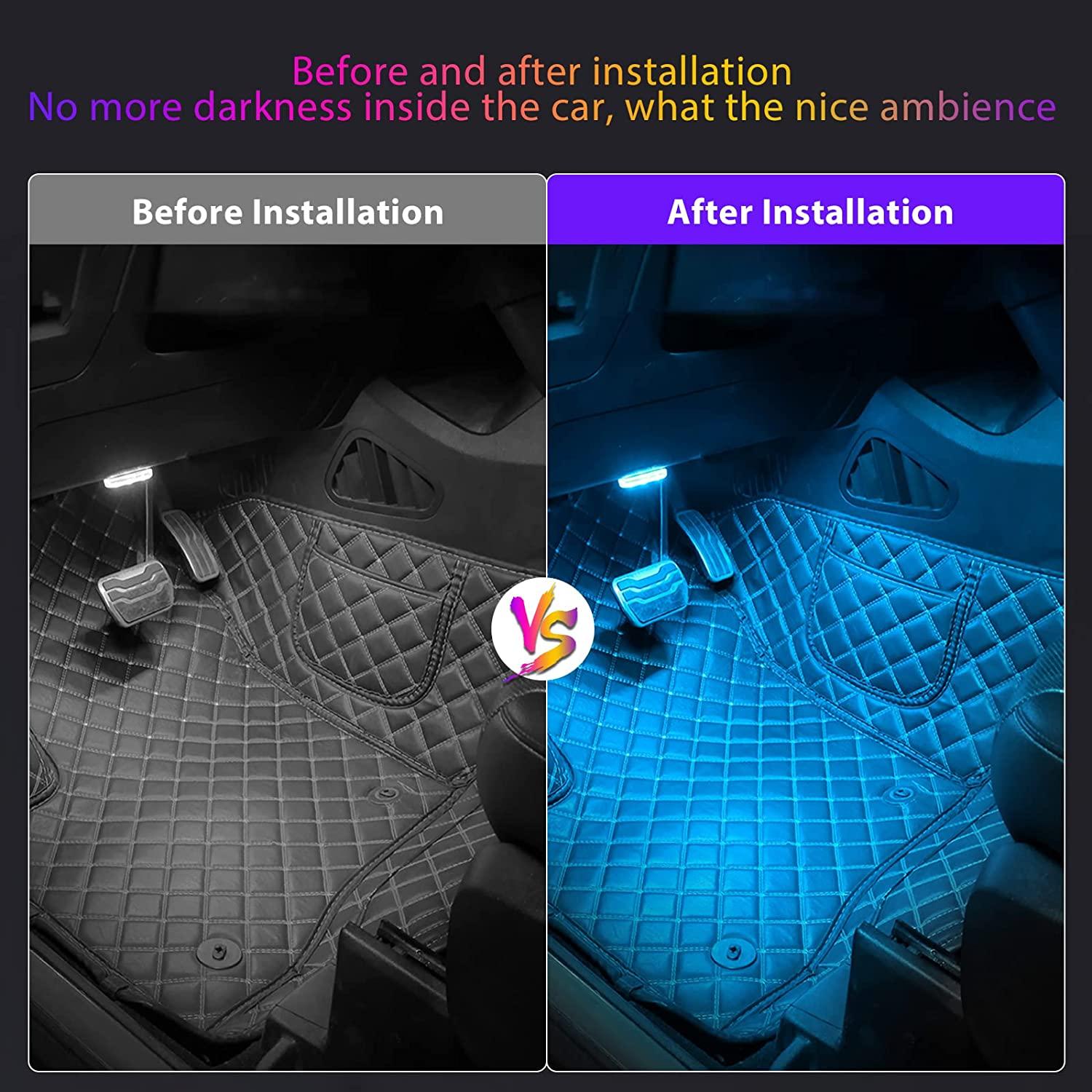 Đèn nội thất ô tô 2 cái RGB, Đèn nội thất ô tô công tắc cảm ứng, Đèn LED nội thất ô tô, Đèn khí quyển ô tô nhiều màu có và cổng USB