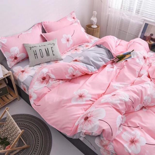 Poly hoa đào hồng - m8x2m, nệm dày 13cm ,Không vỏ chăn
