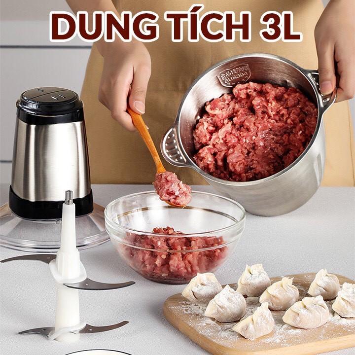 Máy Xay Thịt Đa Năng Cối 2L Inox 304,4 Lưỡi Dao Thép Không Gỉ,Say Sinh Tố Thịt, Cá, Rau Củ Hoa Quả