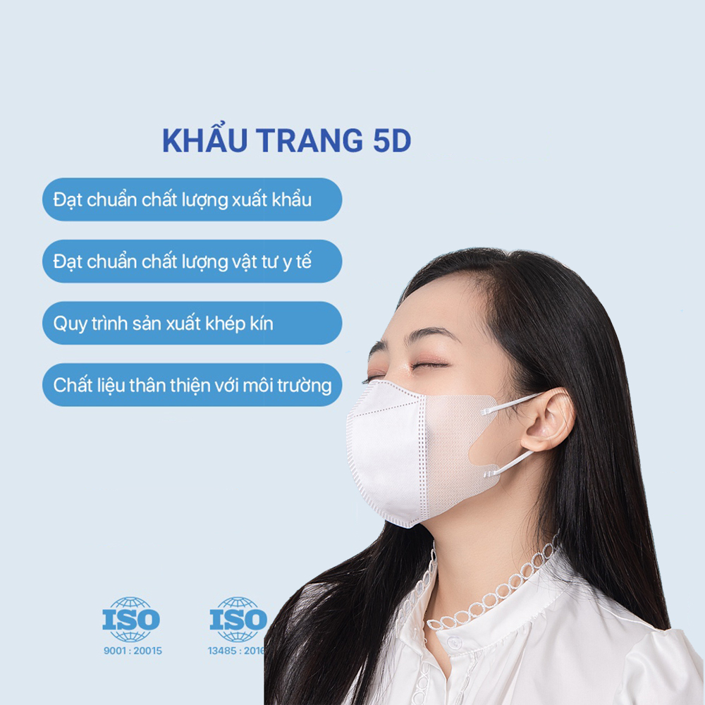 Combo 10 khẩu trang 5D tiêu chuẩn y tế 3 lớp DC MASK