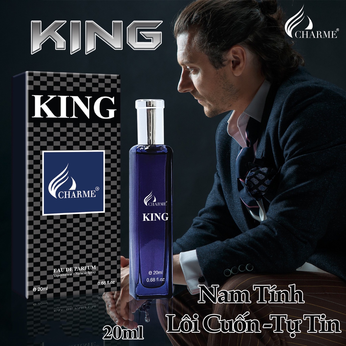 Nước Hoa Nam CHARME KING Hương Gỗ Hương Đầy Lôi Cuốn 20ml