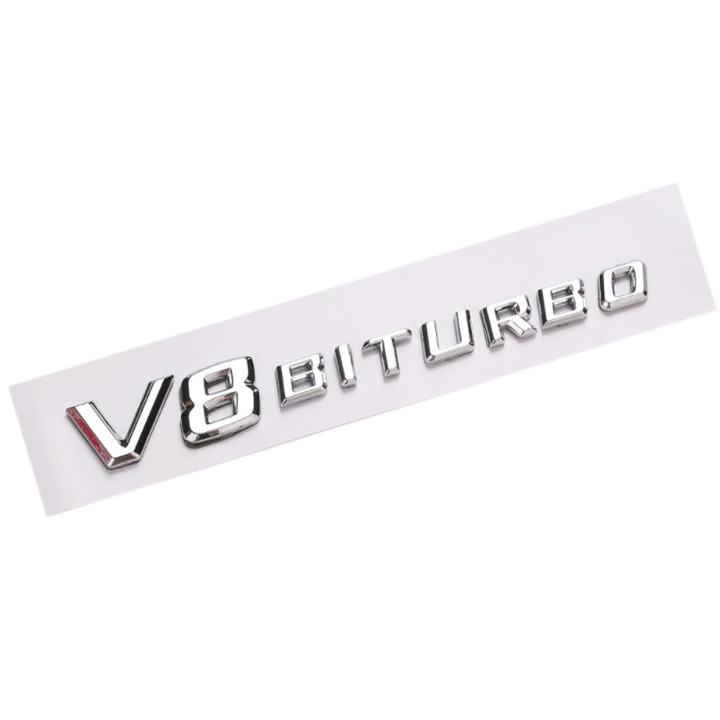 Decal tem chữ V8-Biturbo dán hông xe Mercedes V8BT chất liệu Nhựa ABS cao cấp