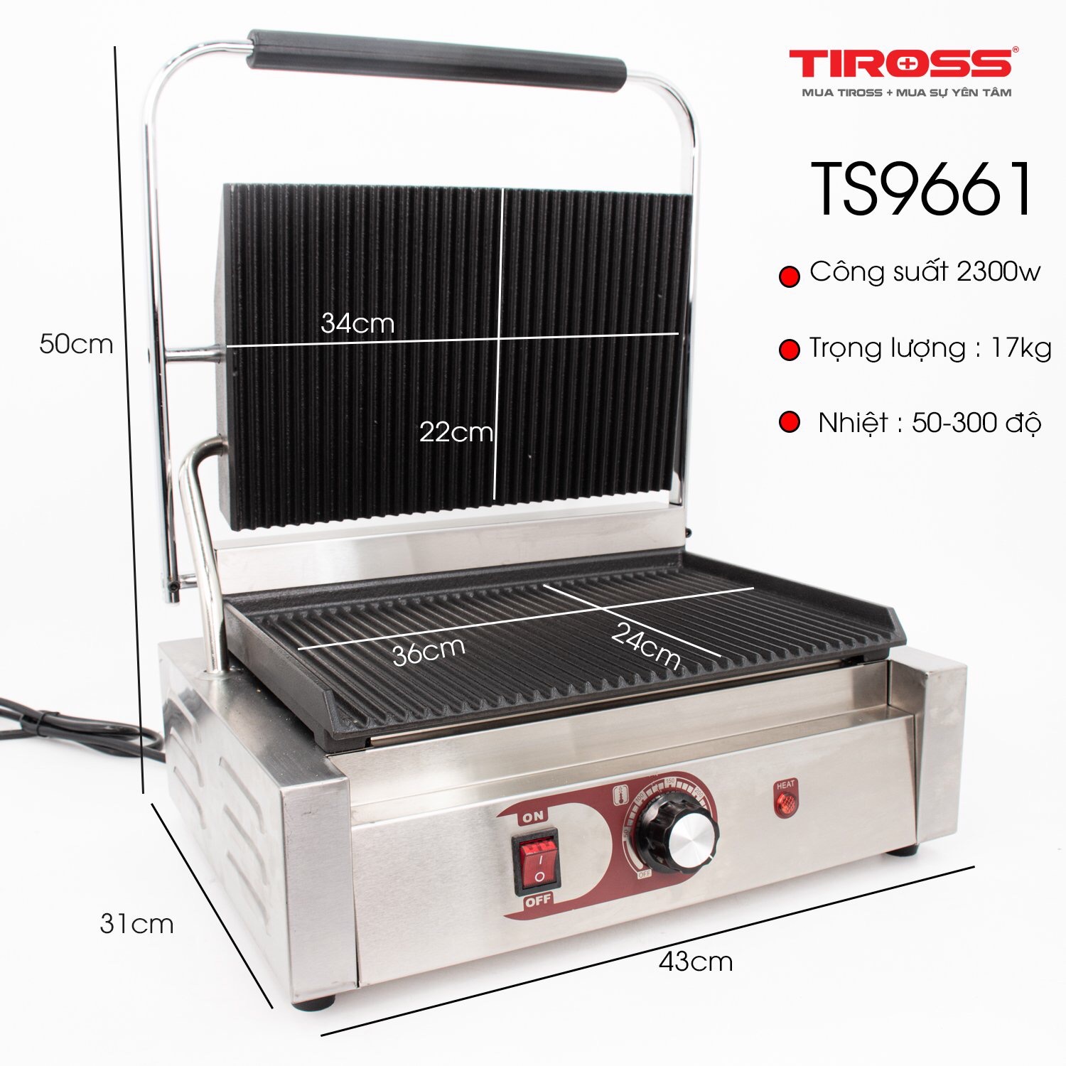 Kẹp bánh mỳ công nghiệp Tiross TS9661 ( thay thế cho mã TS-9652) - Hàng chính hãng