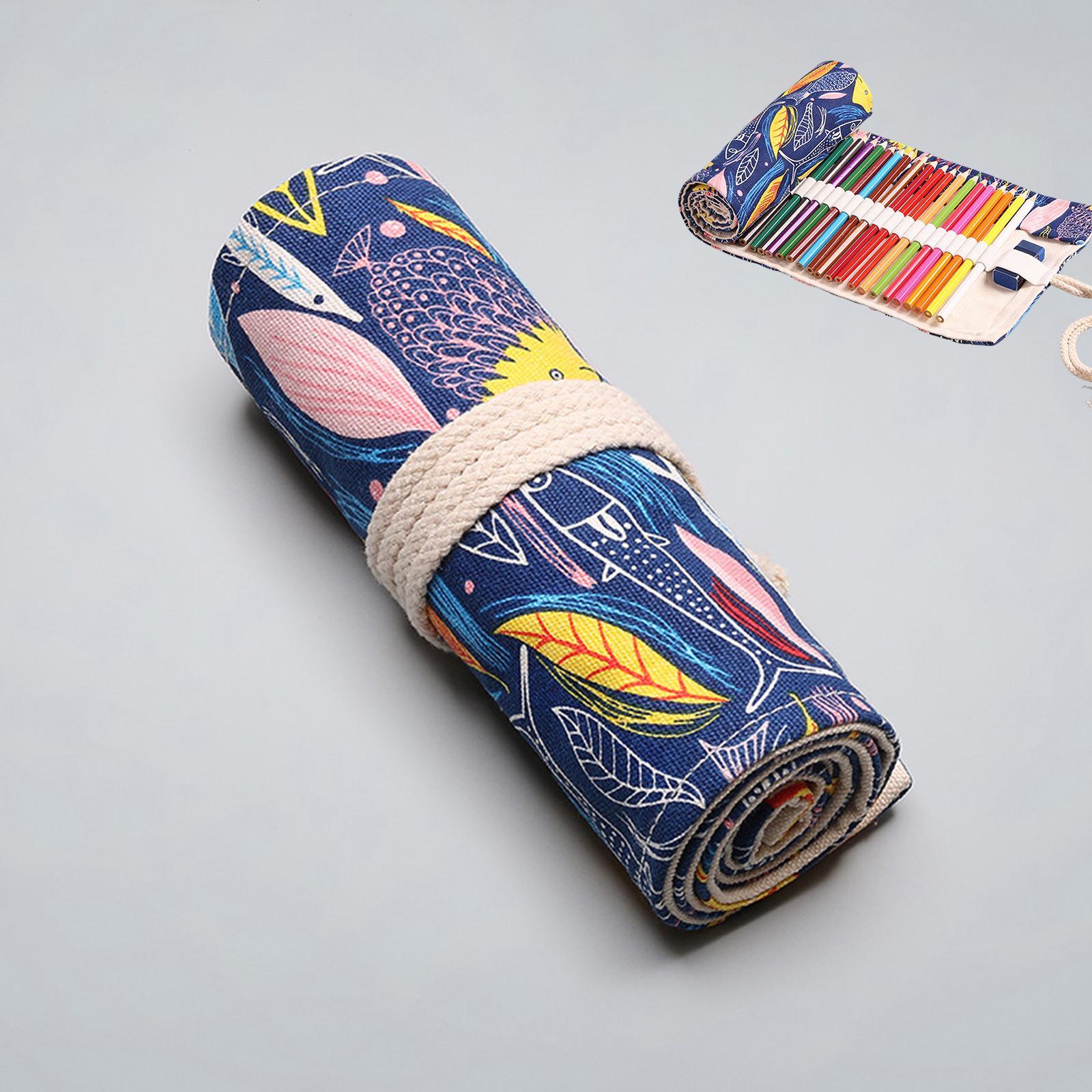 Canvas Pencil Wrap Adult Coloring Pencil Holder Colored Pencils Organizer