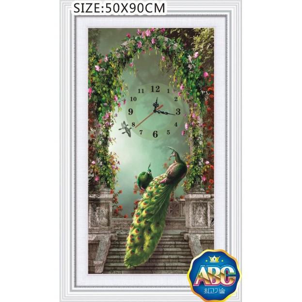 Tranh đá công xanh đồng hồ DF2889 - kích thước: 50 * 90cm.