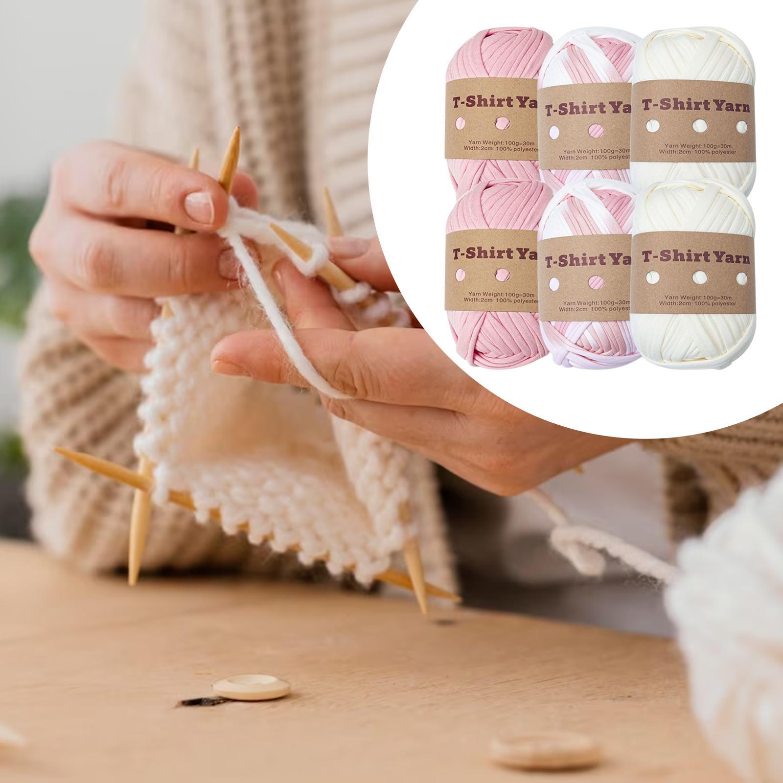 6x Knitting Yarn Fabric Cloth Spaghetti Yarn Polyester Hand Knit Crocheting 32. T-shirt Yarn Carpet Yarn for Handbag Macrame DIY Hats