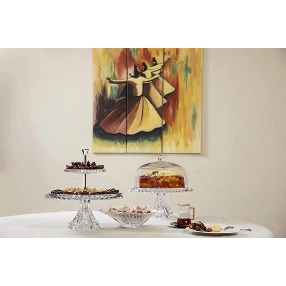 Chân Bồng Pha Lê Rogaska Đựng Đồ Ăn, Trái Cây, Bánh Mứt Kẹo, Có Nắp, Đường Kính 33cm Dùng Trang Trí Bàn Tiệc, Nhập Đức