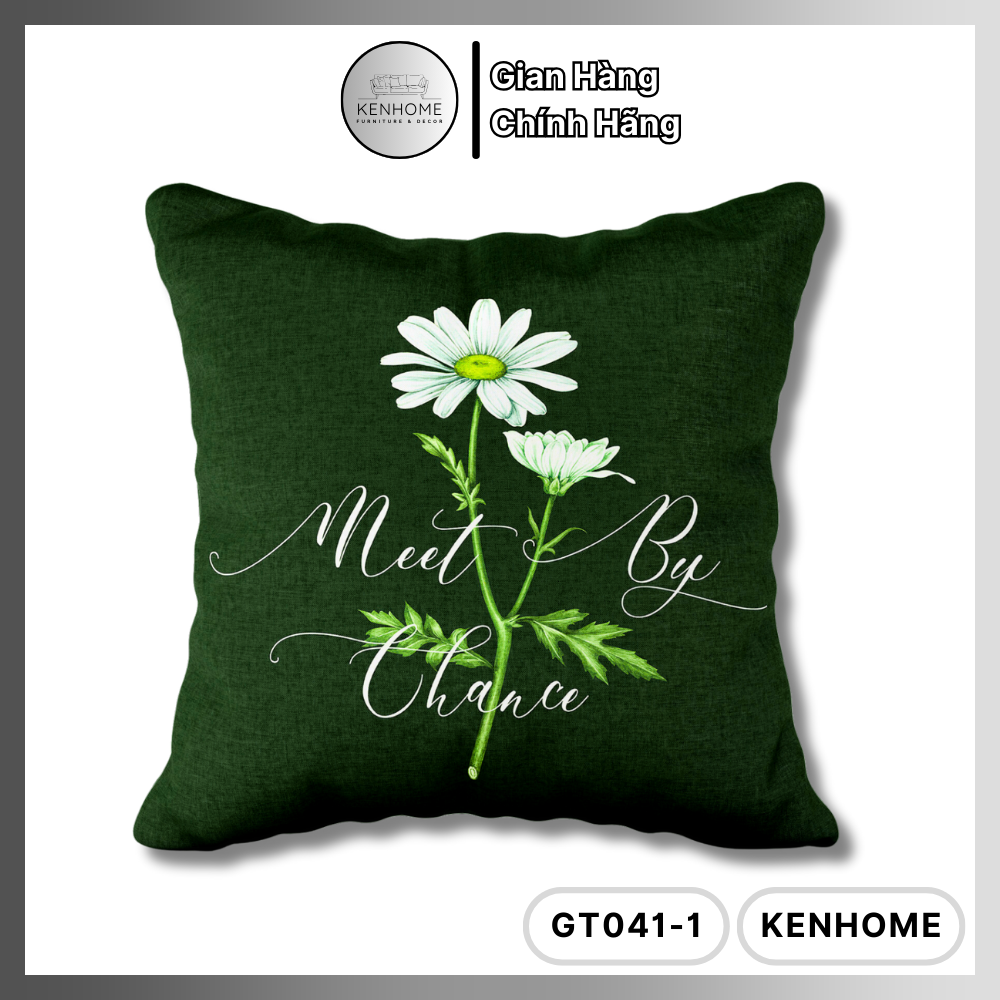 Gối Sofa Họa Tiết Hoa Cúc - Gối Tựa Lưng Sofa Decor Phong Cách Sang Trọng Cho Nhà Cửa - Vải Bố Cao Cấp - Kích Thước 45X45cm