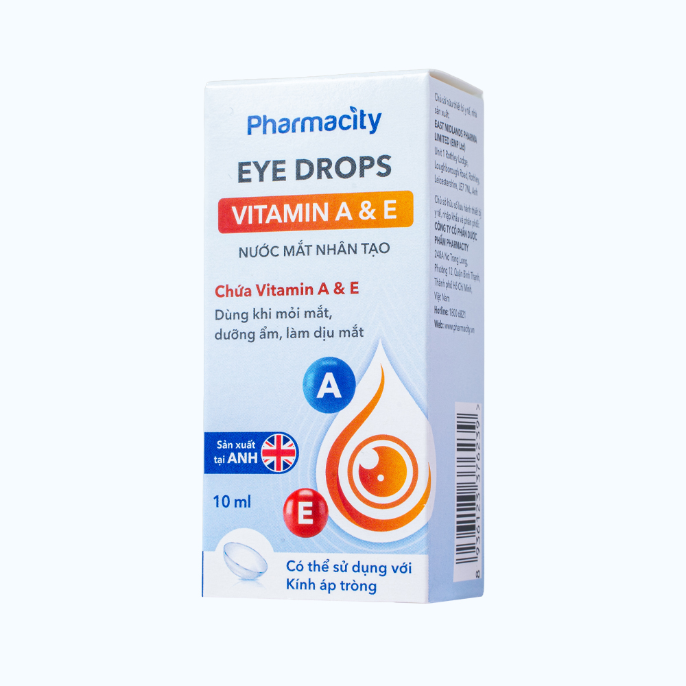 Nước mắt nhân tạo Pharmacity Vitamin A &amp; E (10ml)